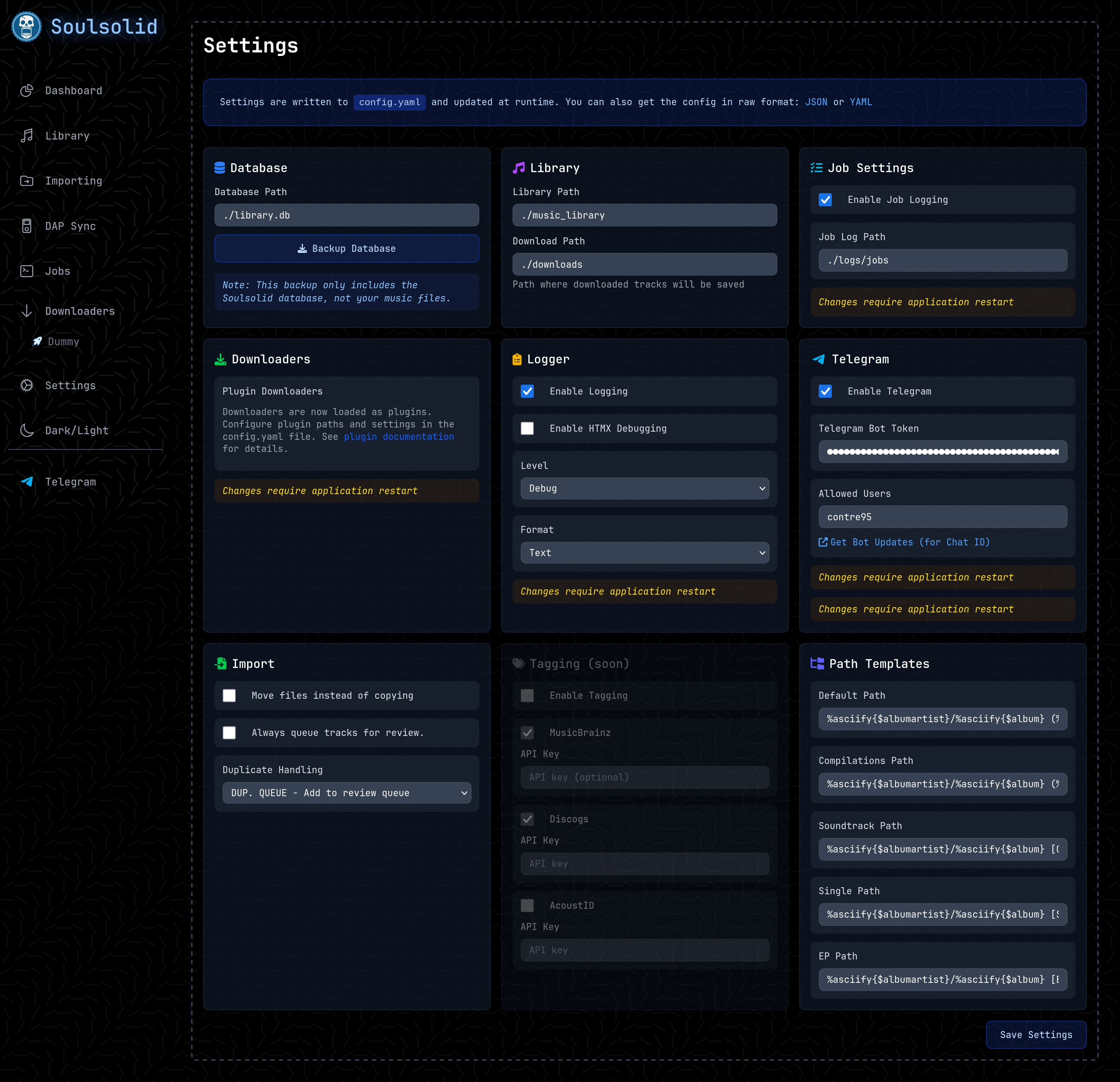 Settings and Configuration