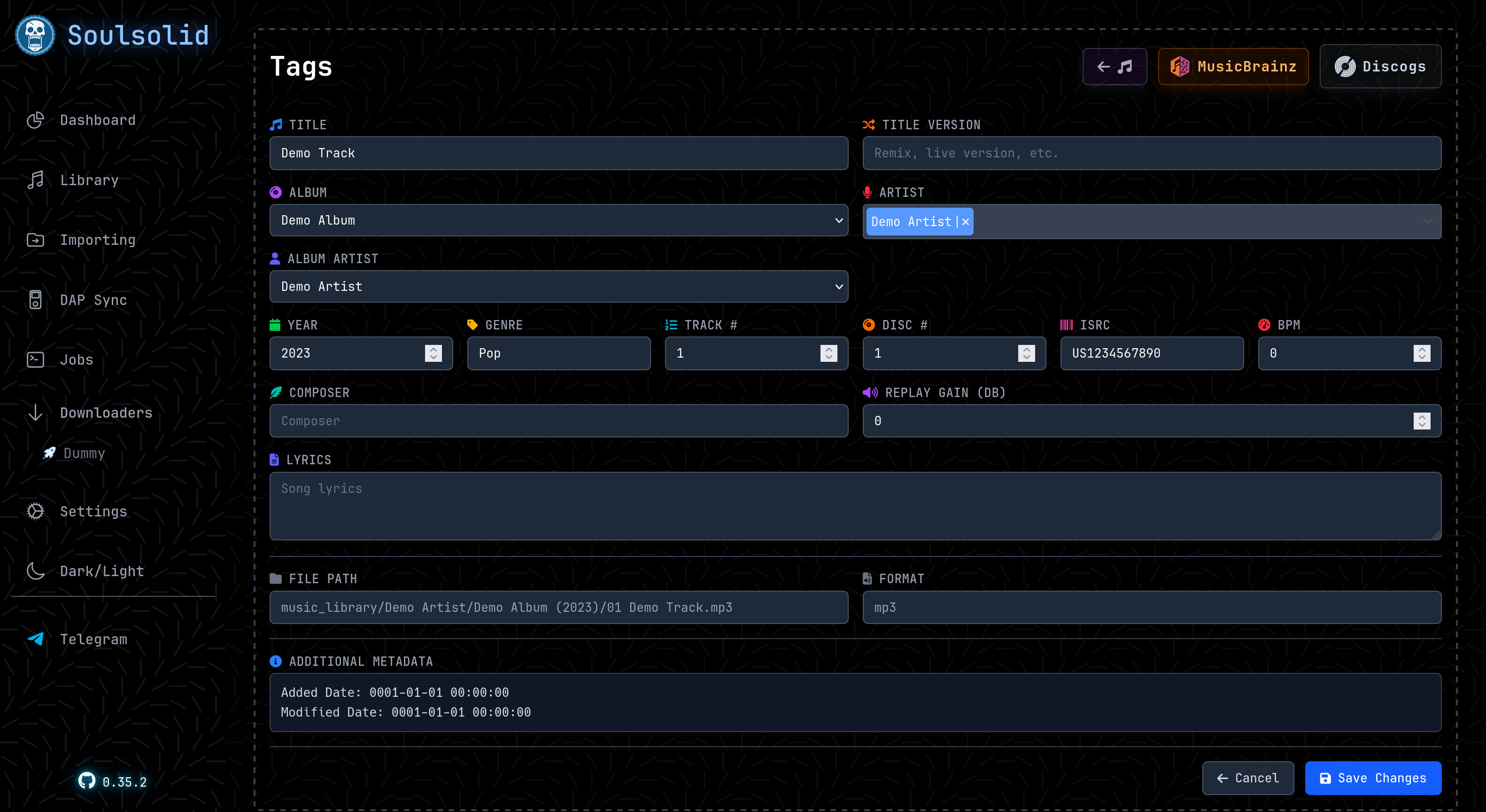 Soulsolid Tags Interface